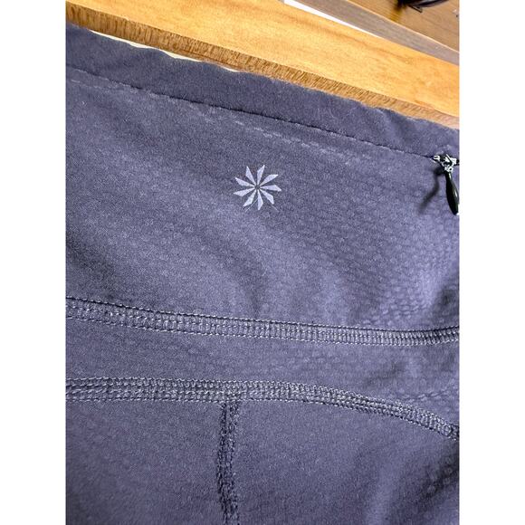Athleta Black Cropped Leggings Capri Zip Pocket Athletic Yoga Pants Mesh Side S - Picture 2 of 5